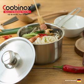 Coobinox® Baron Full Stainless Steel Saucepan Single Handle 16cm 3-Ply Capsule Base Induction Compatible Kitchenware